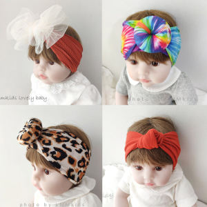 Baby Hairband with Large Bow Knot for Boys and Girls Infant Headwear Protecting Fontanel Wide Hair Accessory Princess Donut