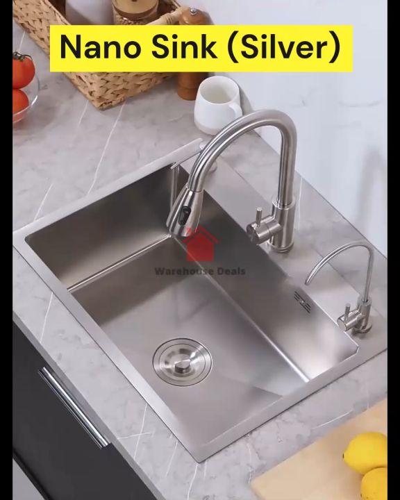 Cryfokt Modern Round Kitchen Sink With Hydrophobic Surface, Deep Basin - View #6