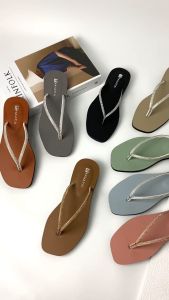 Sandal Flat Wanita Dewasa Jepit Full Mutiara Trend