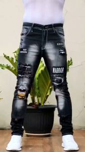 Celana Jeans Skinny Pria Dewasa Terbaru Celana Jeans Emblem Biksu Terbaru Celana Jeans Sobek Lutut