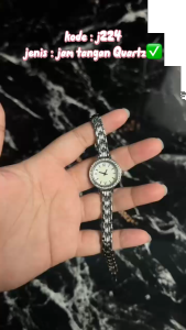 DRJ224 Jam Tangan Wanita Gaya Korea Model Bulat Gelang Crystal Stainless Rose Gold