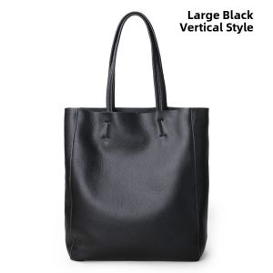 Leather Tote Bag Womens Large Capacity Handbag Single Shoulder Bag Top Layer Cowhide Simple Fashion British Style Casual Bag