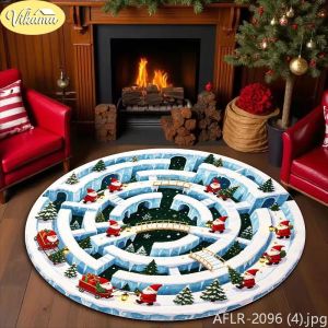 3D Tunnel Gnomes Christmas Round Rug Soft Non-Slip Living Room Carpet Festive Xmas Decorative Rug Holiday Home Decor 2026