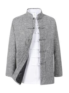 Handmade Chinese Style Cotton Jacket Mens Tang Suit Winter Warm Clothing Dads Thin Cotton Coat New Year Formal Dress