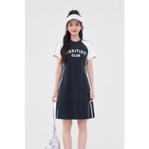 SEIFINI | American College Style Contrast Color Raglan Sleeve Letter Print Dress