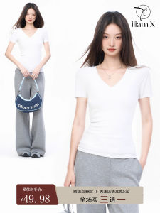 เสื้อยืดคอกว้างแขนสั้นทรงสลิมฟิตสำหรับผู้หญิง ฤดูร้อน 2025 ทรงเข้ารูป ระบายอากาศได้ดี ดูดซับเหงื่อ ทรงปกติ คอกลม