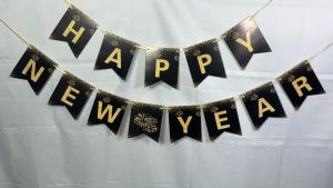 2025 Happy New Year Shine Banners Hanging Spiral Disposable Tableware Decorations New Years Eve Christmas Party Decoration
