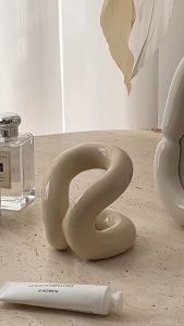 Ceramic Pen Holder Minimalist Design Rope Knot Toothbrush Holder Toothbrush Stand for Bathroom Vanity and Countertops Decor