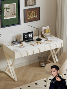 Cream Light Luxury Rock Plate Desk