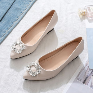 Elevated Heel Single Shoes for Women Spring 2025 New Style Gentle Fairy Wind Pointed Toe Bean Diamond Inner Heightening Velvet Surface