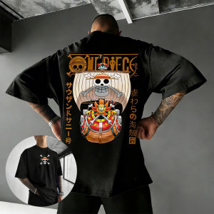Bandai | ONE PIECE Anime Thousand Sunny Printed Cotton T-shirt 2026 Mens Summer New American Hip Hop Loose Casual Y2K Parent Child Top
