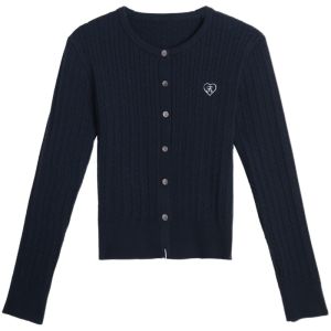 Cable Knit Cardigan & Skirt Set Blue