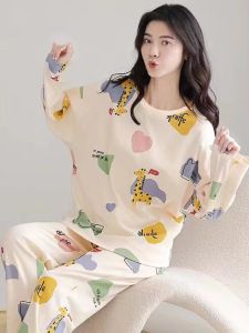 Sweet Cartoon Design Women's Long Sleeve Pajamas: 2024 New Arrival