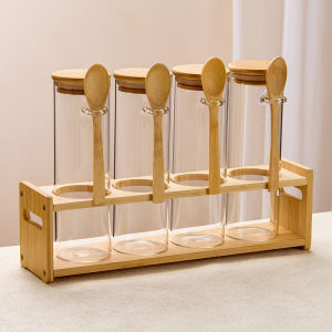 Kitchen Spice Storage Box Glass Seasoning Bottle Set Sealed Sichuan Pepper Spice Jar Salt Seasoning Container Chinese Style