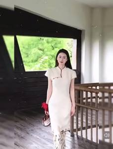 Q78 New Chinese Style Improved Cheongsam Dress Retro Beautiful White Dress