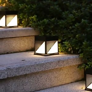 Vimite Solar Column Head Lamp Intelligent Light Control Outdoor IP65 Waterproof Willa Garden Lawn Ground Fence Warm White Decorative Lamp