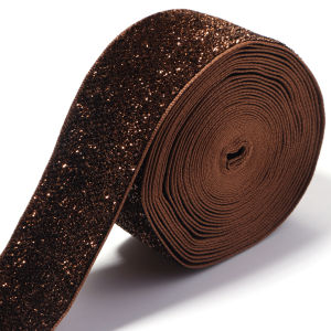 5-10Yards 7/10/15/20/25/38mm Brown Glitter Velvet Ribbon Single Face Ribbon For DIY Wedding Party Christmas Gifts Wrapping Decor