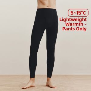THREEGUN | Three Gun Mens Pure Cotton Thin Long Sleeve Thermal Underwear Anti-Static Warm Pants V-Neck Single Layer Knitted Fabric Youth