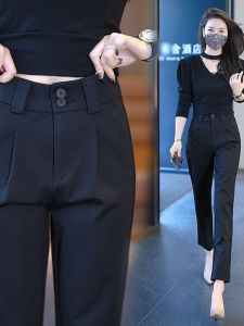 กางเกงขายาวทรงหลวมเอวสูงสไตล์ฮาราจูกุสำหรับผู้หญิง กางเกงขายาวทรงหลวม ทรงหลวม สไตล์ฤดูใบไม้ผลิและฤดูใบไม้ร่วง