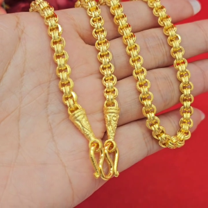 สร้อยคอลายผ่าหวายกลมคู่พ่นทรายตัดลาย 24 นิ้ว เทียบเท่า 3 บาท หุ้มเศษทองเเท้ ใส่เสริมบารมี ใส่ได้ทุกโอกาส สีสวยเหมือนจริง พร้อมส่ง