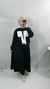 Setelan Rok Motif Pita Depan 115 NONYFASHION MT96