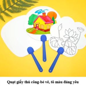 Quạt giấy - quạt cầm tay tô màu Cho Bé Thỏa Thích Vui Chơi Sáng Tạo nhiều hình ngộ nghĩnh