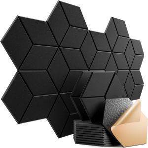 Hexagon Acoustic Panels Self-adhesive 30*26cm Sound Proof Foam Panels Y-Lined Design Flame Resistant Absorb Noise Eliminate Echoes 9mm Thick