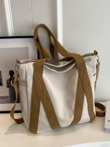 Large Capacity Canvas Bag Female 2023 New Arrival Fashion All-Match Messenger Tote Bag Student Class Commuter Shoulder Bag
