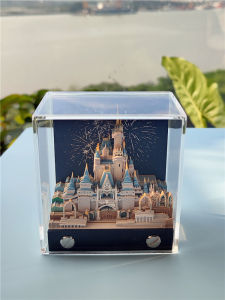 Cinderella Romantic Dream Castle 3D Paper Sculpture with Light Tearable Sticky Notes Gift for Boyfriend Girlfriend Birthday