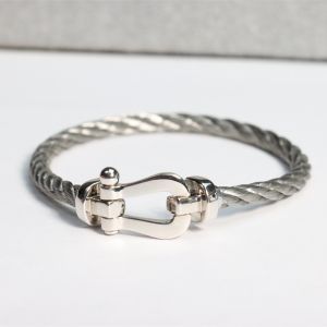 Pure Silver Grey Steel Rope Bracelet Small Size 18K Gold Plated Couple Jewelry No Diamond Full Diamond Horse Hoof Buckle