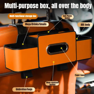 Car Backseat Hanging Seat Hook Storage Cup Holder Universal Car Interior Seat Back Organizer Multifunctional 4-in-1 Storage Box