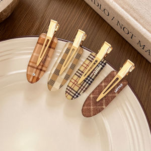 Caramel Plaid Seamless Hair Clips Womens Side Hair Accessories Duckbill Hair Clips 2025 New Style Hair Decorations