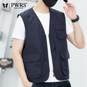 Mens Casual Fishing Vest Spring Autumn New Style Multi-Pocket Outdoor Sports Photography Leisure Workwear Large Size Shoulder Pad