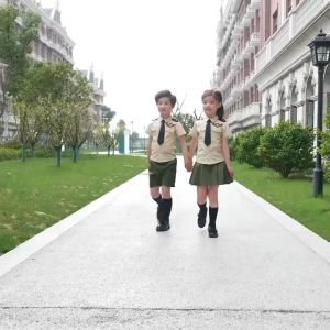 Kid Pilot Costume New Khaki Green Costume Set School Performance Girl Clothing