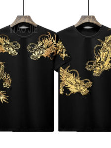 Áo Thun Nam Tay Ngắn in 3D Thời Trang Mùa Hè Cổ Tròn in Vàng Phong Cách Thường Ngày Dáng Rộng Tay Lửng Mỏng Cỡ Lớn