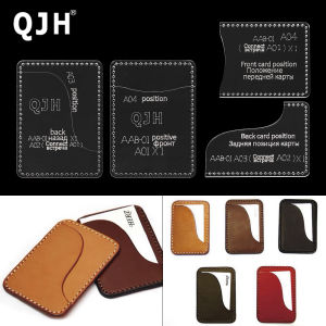 QJH Personalized Slim Business Card Holder Acrylic Template DIY Leather Ccraft Template with Holes Sewing Pattern Accessories