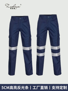 Pure Cotton Reflective Strip Workwear Long Sleeve Safety Pants for Men in Oil Mine Construction Site Uniform Autumn Spring