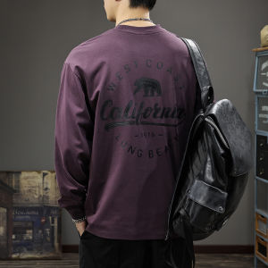 American Retro Outdoor Long Sleeve T-Shirt Mens Autumn Heavyweight Loose Large Size Knitted Sweatshirt Trendy Casual Style