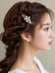 Elegant Pearl Flower Hair Clip for Women Side Duckbill Hair Clamp Small Size Hair Accessories Water Diamond Rhinestone Inlaid