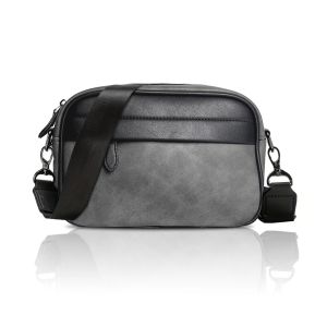 Mens Leather Crossbody Satchel Casual Shoulder Crossbody Bag Small Square Plaid Bags Classic Pattern Business Sling Bags Male
