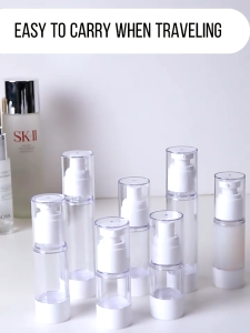 Portable Vacuum Airless Pump Spray Lotion Bottle Clear Travel Refillable Lotion Cream Cosmetic Dispensing Bottle