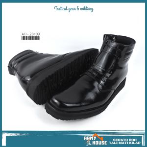 Sepatu PDH Tali Mati Kulit Kilap Sepatu Dinas Perwira TNI POLRI SECURITY SATPAM SATPOL PP Terlaris