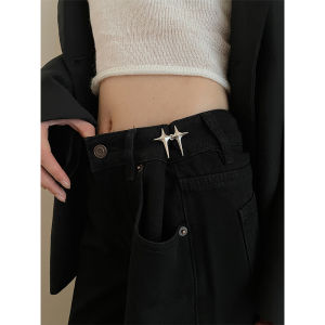 กระดุมรัดเอวสไตล์ผีเสื้อแบบปรับได้ กระดุมรัดเอวโลหะสำหรับใส่กับกางเกงยีนส์ เครื่องประดับแฟชั่นสำหรับผู้หญิง