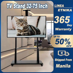 Adjustable Removable TV Stand Floor Mount Fits 32-75 Inch Monitors 360 Degree Rotation Vertical Cart Mobile TV Stand with Tray Maximum Load 250KG