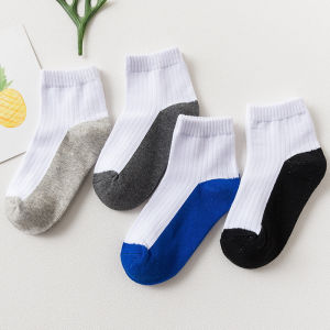 Pure Cotton Children Socks Boys Mid-Calf Thin Model Spring Autumn Summer Kids 10 Years above White Student Socks Good Happy