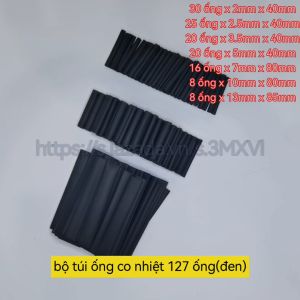 Túi Ống Co Nhiệt Đủ Màu Đủ Cỡ Ống Gen Loại 127 Ống/Bịch(đen)