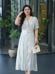 Daves plus Size Womens Dress Summer 2025 New Style Luxury High Waist Slimming Chiffon Skirt Korean Style Loose Fit Belted