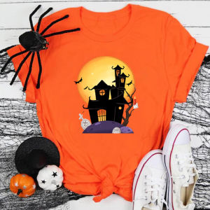 Happy Halloween Áo Thun Cotton Dành Cho Người Lớn Và Trẻ Em Thời Trang Chủ Đề Phù Thủy Tay Ngắn Uni Tee Cho Mùa Thu