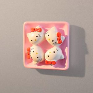 Sanrio | Kitty Simulation Food Toy Fridge Magnets 3D Cute JP KT Cat Kawaii Toast Sandwich Pizza Miniature Magnetic Home Decor Gifts Resin