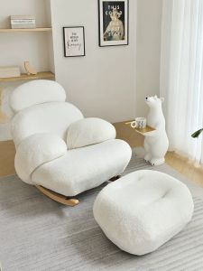 White Rocking Chair Bean Bag Sofa Cashmere Cream Wind Net Red Living Room Balcony Leisure Chair Single Sofa Recliner